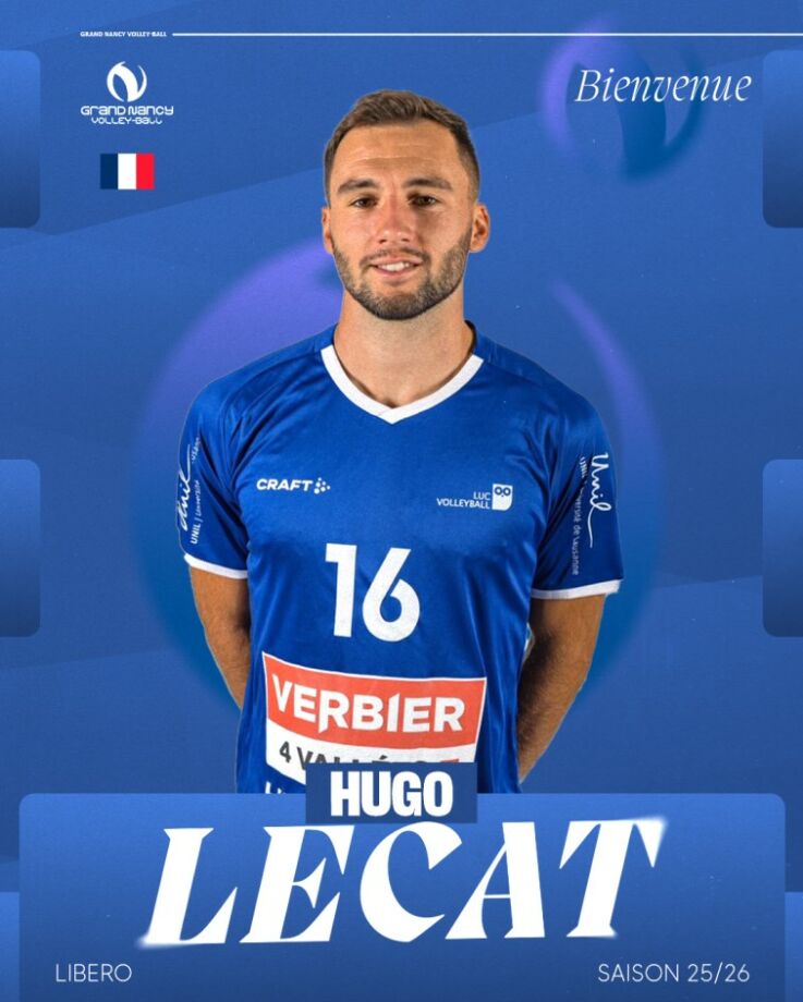 Le Grand Nancy Volley Ball accueille Hugo Lecat, nouveau libéro pour la saison 25/26